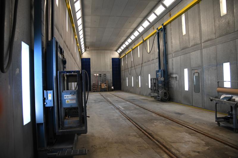 Inside the paint stall at Metra's KYD Facility.